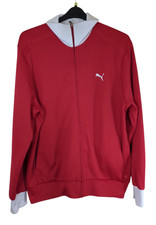 Vintage 80s 90s PUMA Track Jacket Top Red White Full Zip Retro Sport XL