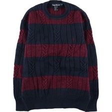 Vintage 90'S Nautica striped cotton knit sweater size L men's size L