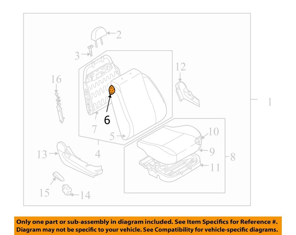 2009-2011 CHEVROLET PONTIAC AVEO AVEO5 PAD P/SEAT BK CUSH 96807616 - NEW OEM - Image 2 of 3