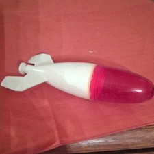 Vintage Pre-1970 White  Red Plastic Rocket Space Toy Nose Cone w/ Fins