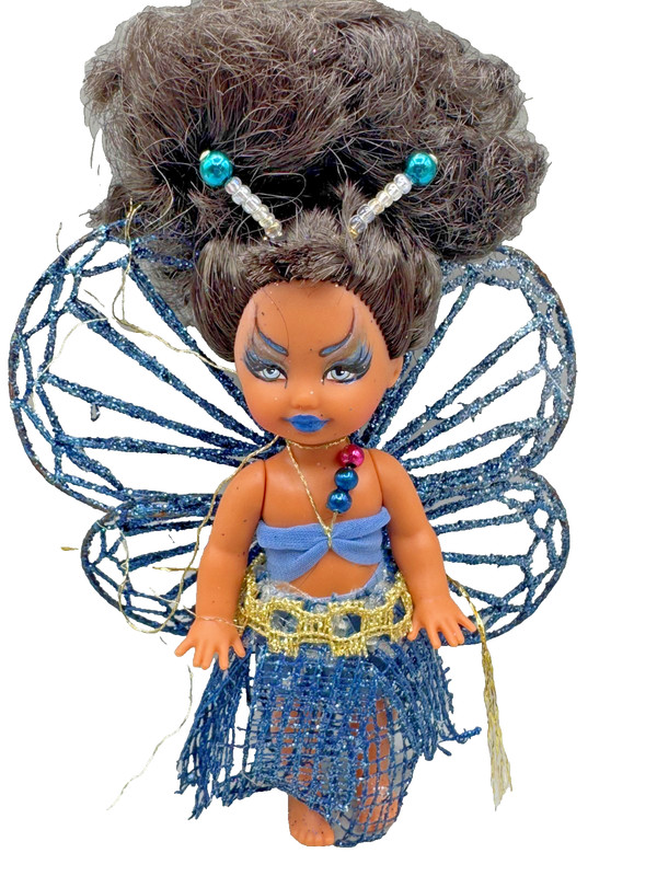 ~DS LOT N DRESSED BARBIE DOLL KELLY OOAK HANDMADE FAIRY IN BLUE GLITTER OUTFIT