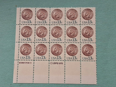 INDIAN HEAD PENNY U.S. Stamp Block of 15 #1734