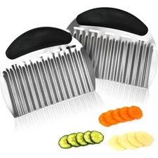 Large Crinkle Cutter Stainless Steel Wavy Vegetable Slicer for Potatoes Carrots