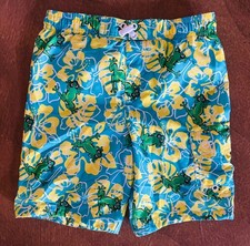 Vintage OP Ocean Pacific 90s Boys Swim Trunks Board Shorts AOP Frogs Abstract 4T
