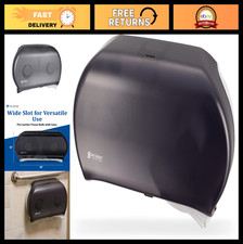 Jumbo Twin Bath Tissue Dispenser - Break-Resistant, Dual-Roll Holder, Pearl Blac