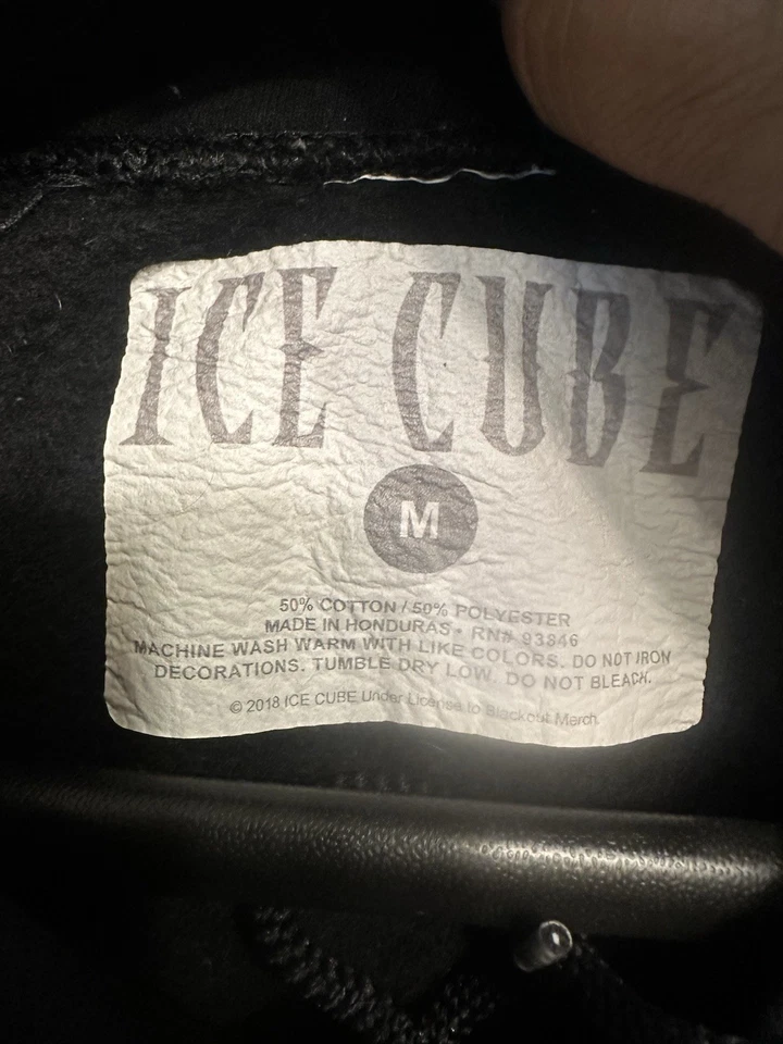 Suéter Ice Cube Hombre Mediano Negro Gráfico Cara Sudadera con Capucha Pullover Oficial Raro Foto 3 de 3