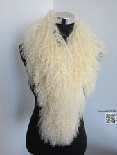 100 Genuine Mongolian Lamb Fur Scarf /fur Collar/ Fur Wrap /beige Women's Cape