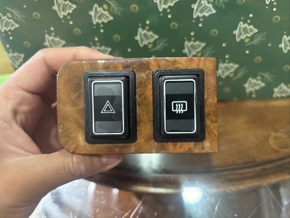 84-91 Jaguar XJS HE Emergency Hazard Button & Heated Switch Set w/ Bezel OEM - Image 4 of 4