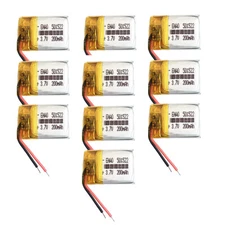 10 x 3.7V 200mAh Lipo Rechargeable Battery For MP3 GPS Headphone Headset 501522