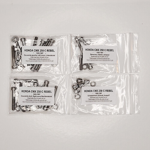 Kit vis allen inox moteur Honda CMX 250 Rebel 1985 1987