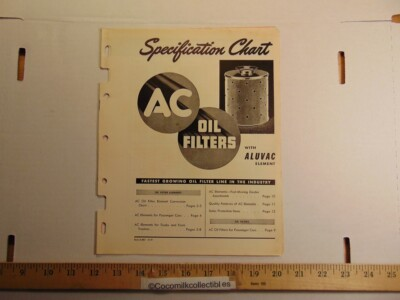 #ad #ad Vintage 1951 AC Oil Filters Specification Chart Brochure amp; Price List Flint MI $13.99