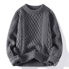 Men Sweater Mens Knitted Pullovers Mens Knitting Pullover Sweaters Loose Cable