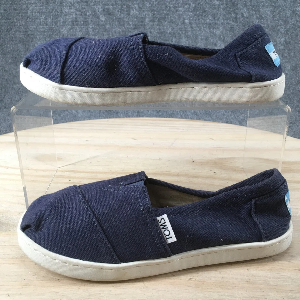 Zapatos Toms Juveniles 1 Alpargata Sin Cordones Planos Azul Lona Redondos Clásicos 10010532 Foto 2 de 4