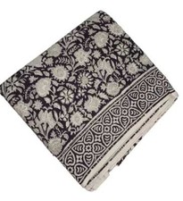 Indian 5 Yard Hand Block Floral Bagru Print 100 Cotton Dressmaking Craft Fabric