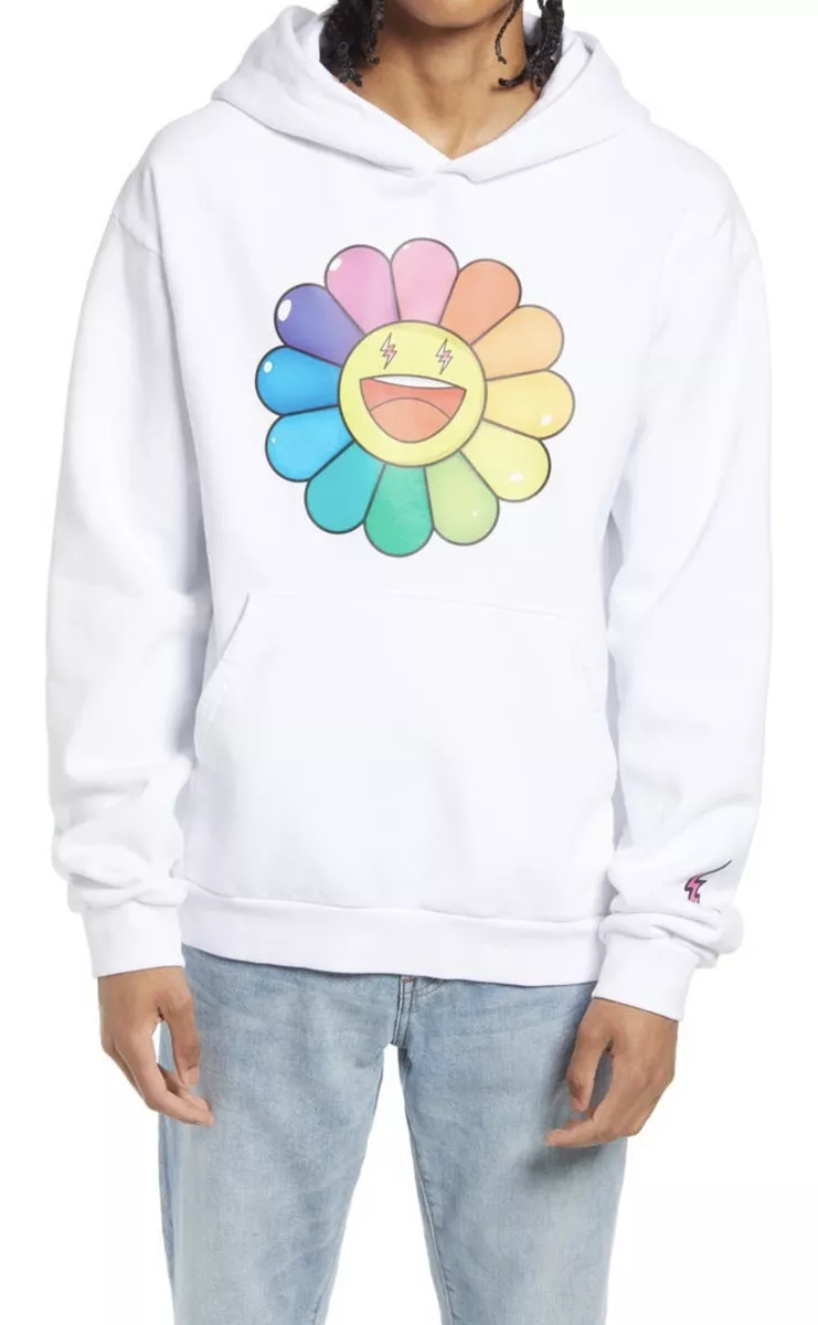 J Balvin x Takashi Murakami Rainbow Flower Hoodie White