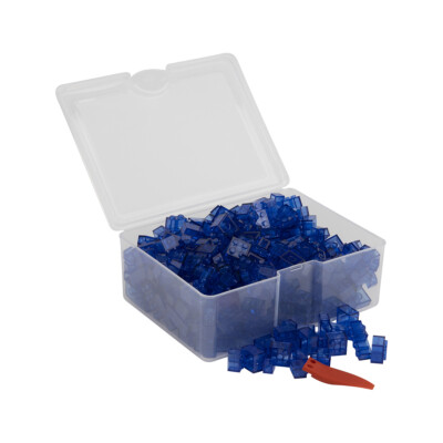 Q-Bricks Teilebox - 300 Klemmbausteine -  Farbe: Himmelblau Transparent