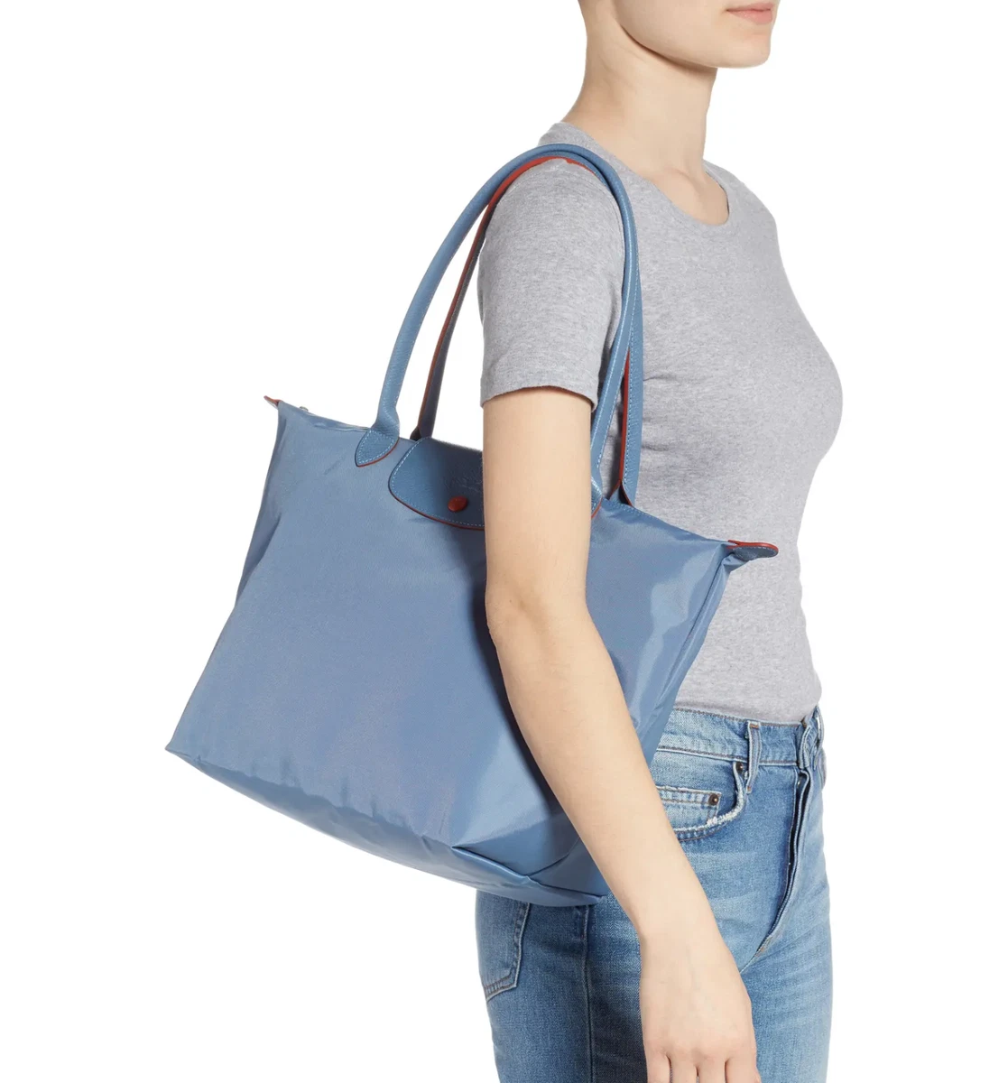 Longchamp Medium Le Pliage Club Shoulder Tote Bag (Blue Mist