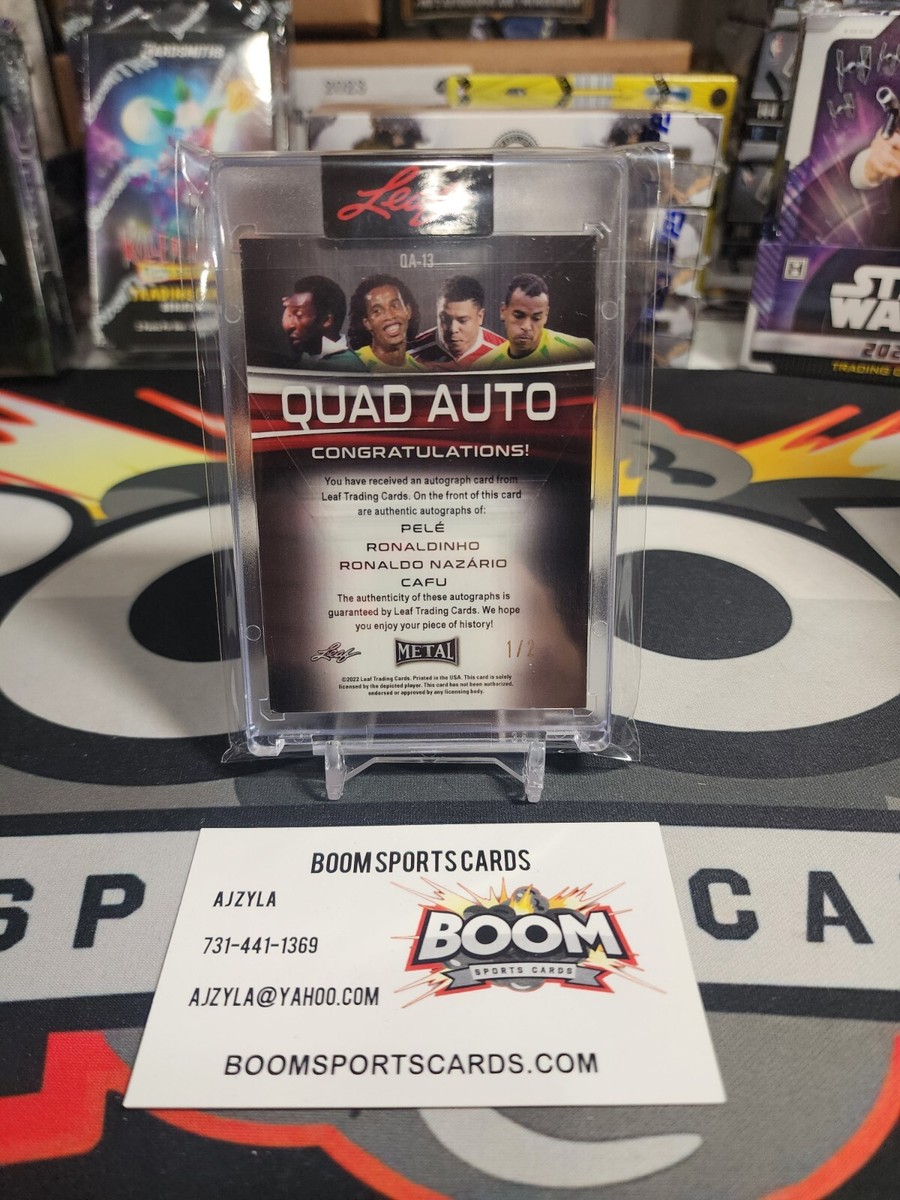 2022 LEAF METAL QUAD AUTO PELE RONALDINHO RONALDO NAZARIO CAFU 1/2