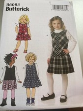 Butterick Pattern B6083 Girls Drop Waist Pullover Jumpers w/Skirt Variations