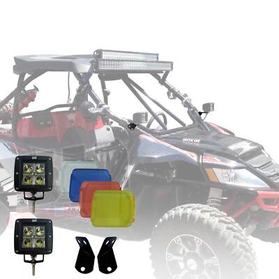 Textron Arctic Cat Wildcat 2'' Pod Lights with Color Covers & Custom Brackets 
