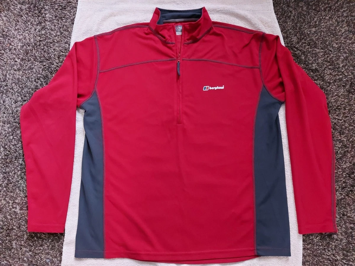 MEN S RED GREY BERGHAUS TECH T HALF ZIP FLEECE JACKET SIZE MEDIUM