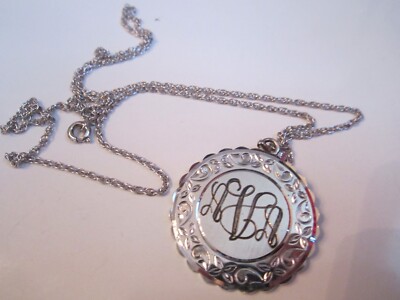 LAMODE STERLINGSILBER ANHÄNGER MONOGRAMMIERT & 925 KETTE - 20'' LANG - SC-10