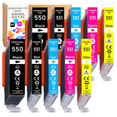 10x Tintenpatronen + Chip XL für Canon Pixma MG5600 MG5650 PGI550 CLI551