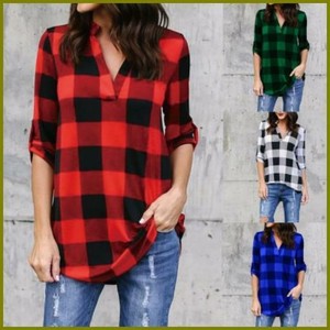 Camisas de Cuadros Para Mujer Blusa Chaquetas de Vestir Blusas Elegantes  RojaS | eBay