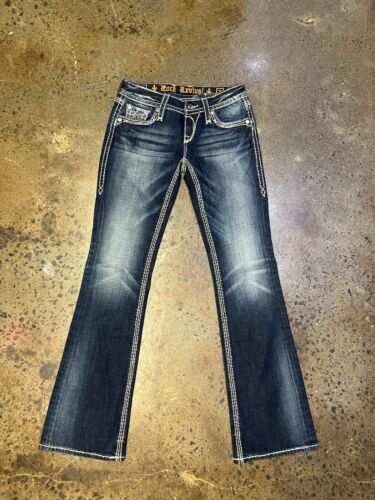 ROCK REVIVAL Kai Bootcut Jeans Dark Wash NWOT Size 26 - Picture 1 of 3