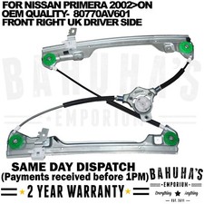 For Nissan Primera P12 2002-on front right drivers electric window regulator new