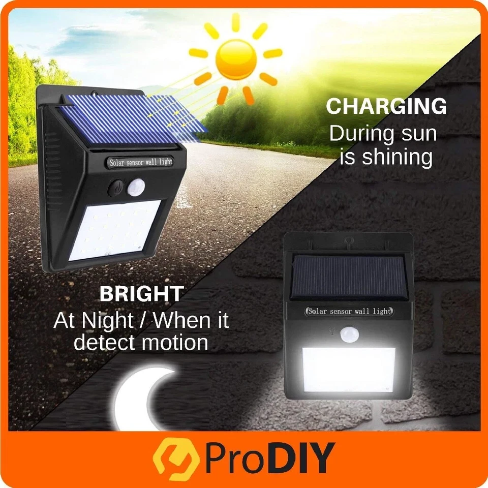 6pcs Solar Power Lamp 100 LED Lights Motion Sensor Outdoor Security Lamp Wall - Image 2 of 4