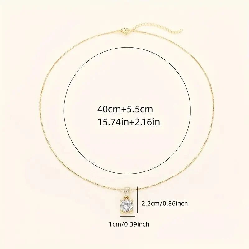 Luxury Golden Square Shiny Zircon Pendant Necklace Women Party Stylish Fashion - product detail image 4