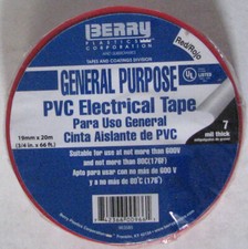 10 Rolls - Berry 3/4" X 66' Length PVC Vinyl Electrical Tape Red 19mm 20m 7 Mil