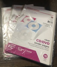 Office Depot Brand CD/DVD Binder Pages, 6" x 10 1/2", Clear, 3 Sets Pack Of 10