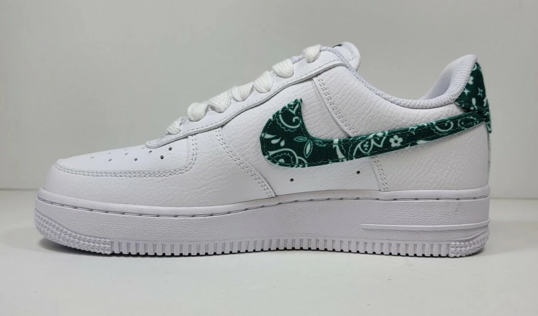 Nike Air Force 1 Low 07 Essential White Green Paisley Womens Size