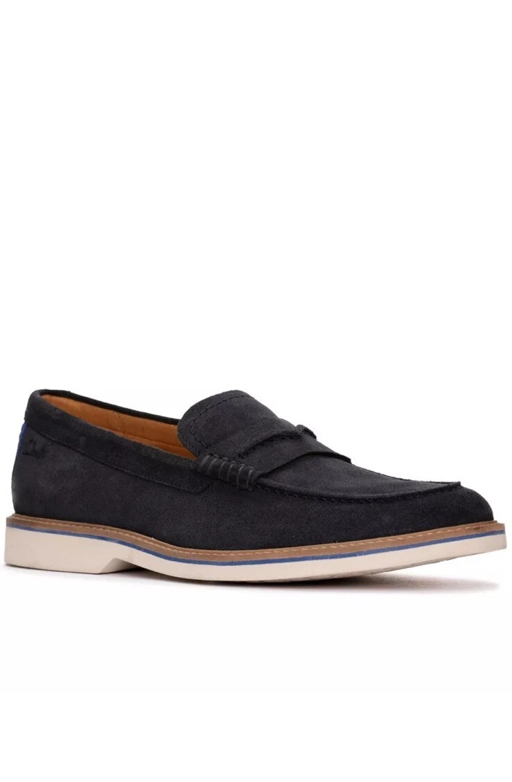 MOCASSINI SLIP ON CLARKS UOMO ATTICUS LTSLIP BLU NAVY MARINE SCAMOSCIATI UK 10 G EU 44 5