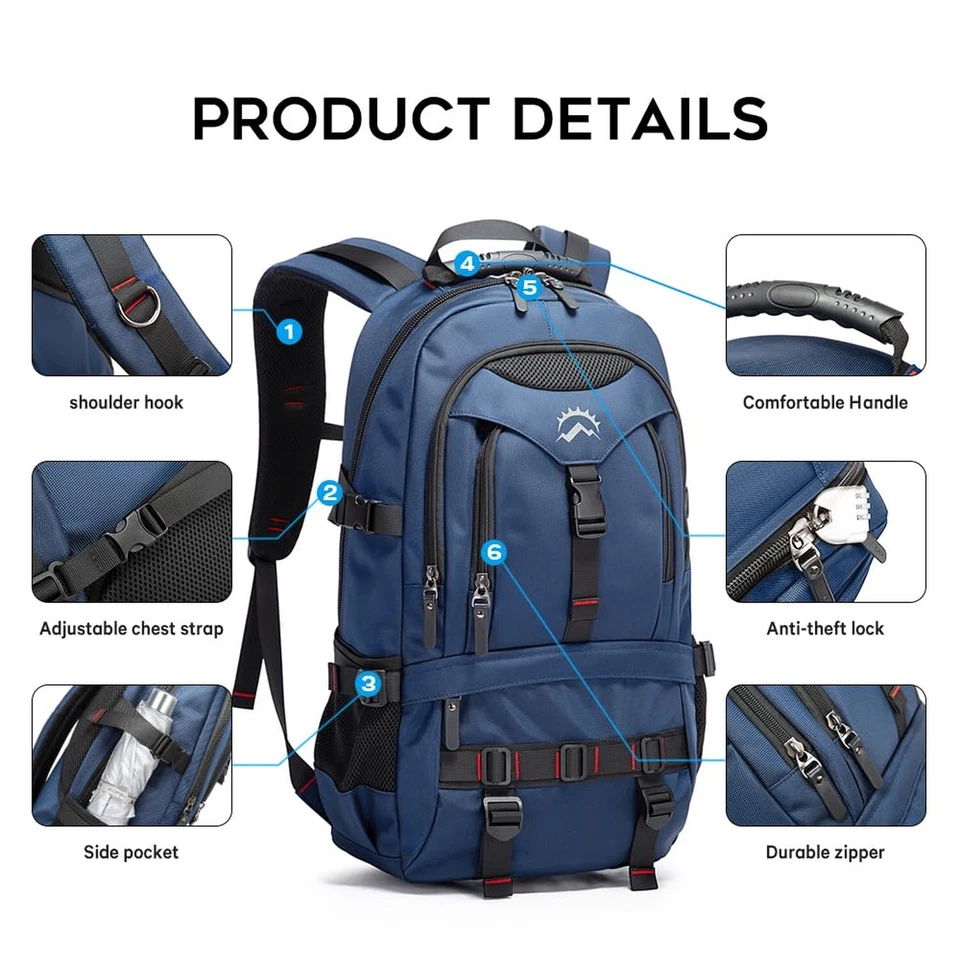 Mochila de viagem KAKA luta aprovada com 17,3 polegadas laptop pacote sem compartimentos... - Imagem 4 de 4