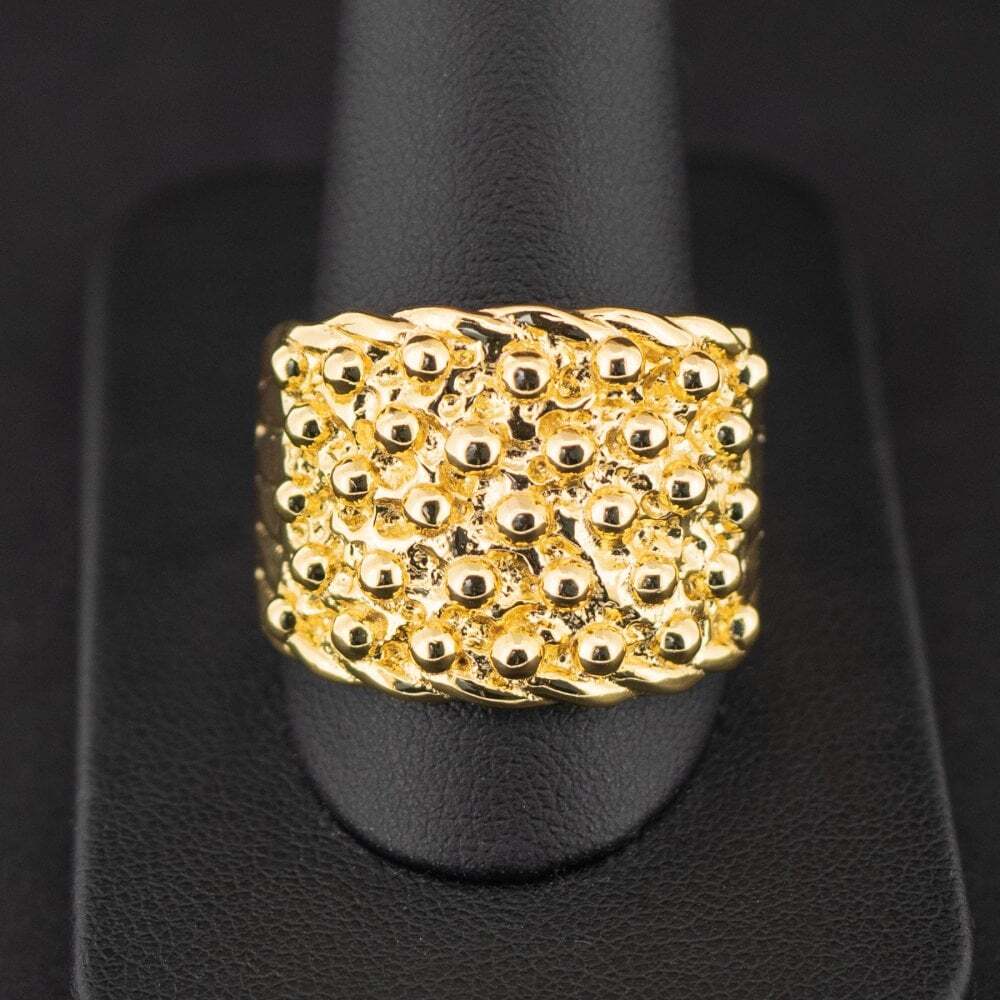 Mens Keeper Gold Plated Keeper Ring ALL) 925 Silver Yellow Gold