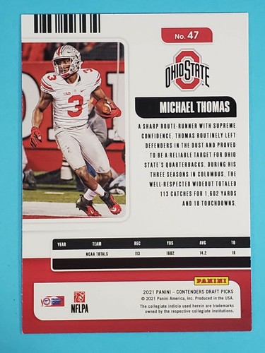2021 Panini Contenders RED FOIL Michael Thomas Ohio State Buckeyes #47 - Picture 2 of 2