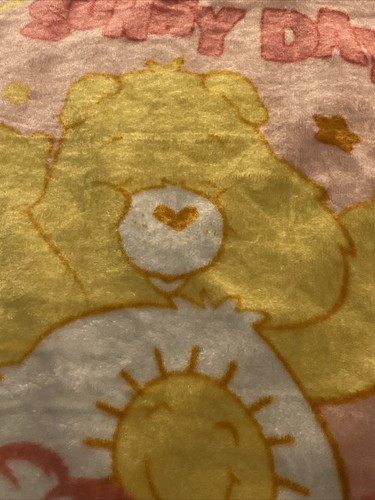 Vintage Care Bears Baby Blanket Funshine "Oh Sunny Day" Plush Throw 45"x30" Pink - Picture 3 of 6