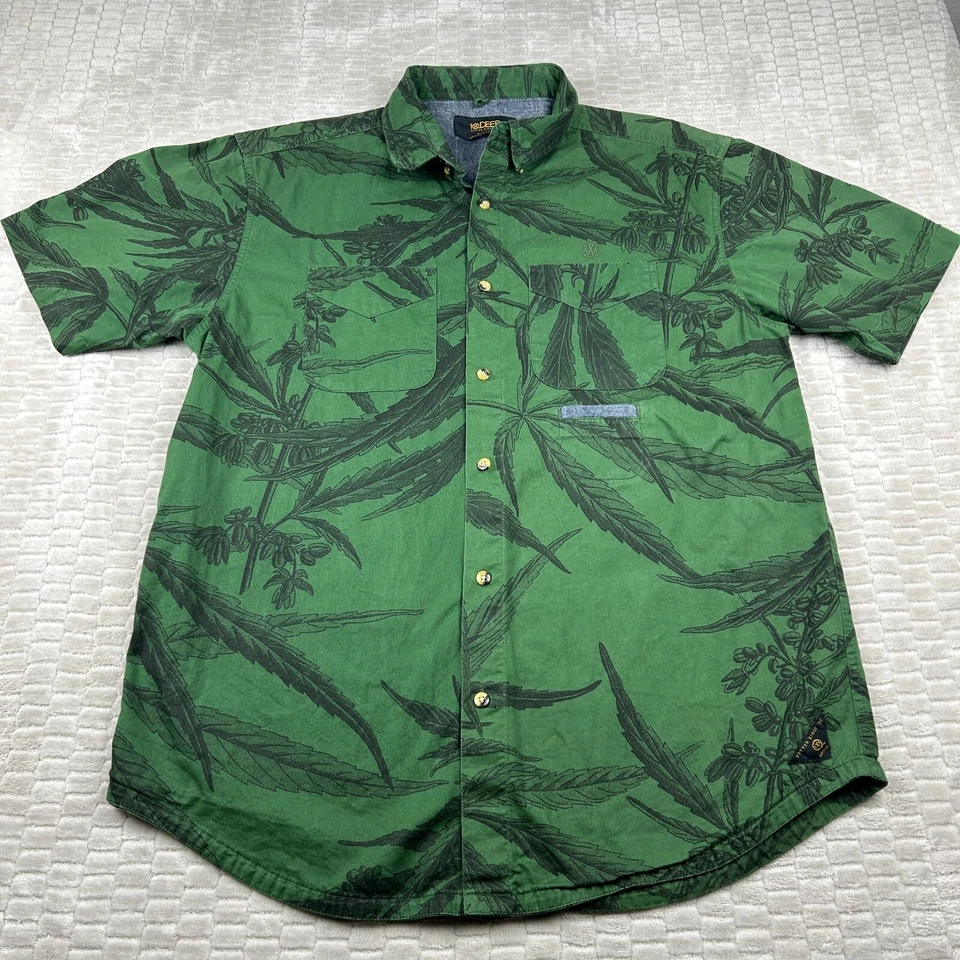 10.Deep Mens XL Green Mary Jane Short Sleeve Button Down 100% Cotton Shirt - Image 2 of 4
