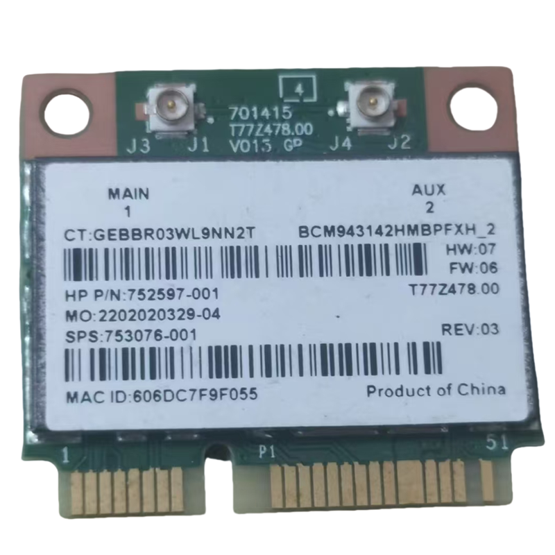 Broadcom BCM43142 1x1 Wi-Fi+Bluetooth HMC WLAN