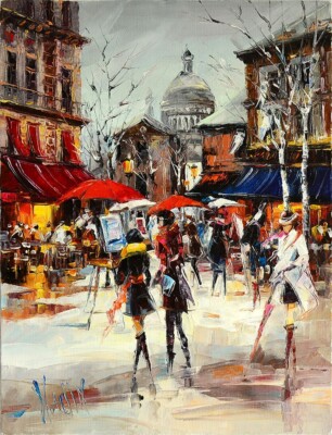 Oil on canvas Montmartre Paris painting Contemporary Art Kal Gajoum France art