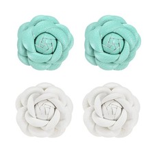 Decorative Rose Shoe Clips, Leather Fashion Flower Clip Lake Blue White