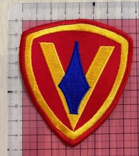 Vintage Red Shield Patch VShaped Embroidery Used