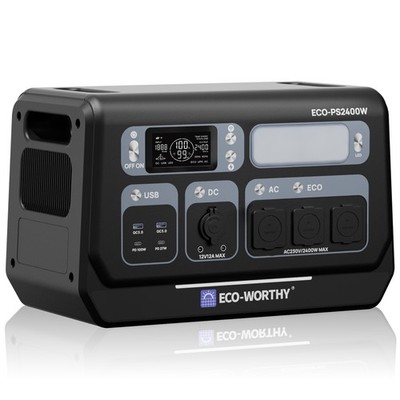 ECO-WORTHY 2400W Powerstation Tragbarer Solargenerator 2048Wh Wohnmobil Camping