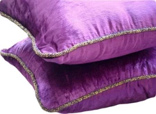 Purple Decorative Throw Pillow Cover, 16"x16" Velvet Cushion - Purple Shimmer