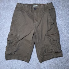 Boys Urban Pipeline Dark Khaki / Brown Cargo Shorts Size 10 Hits At knee
