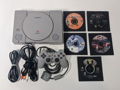 Sony PS1 Console Bundle w/ Controller, Cords, & 5 Games  - Tested
