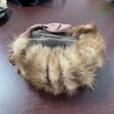 Union Made Vintage Mid Century Fascinator Hat Mink Fur and Ribbon Front Halo Hat